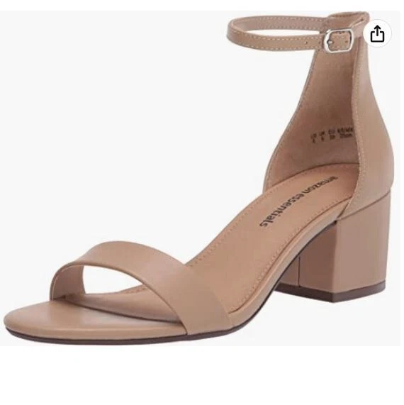 Amazon Essentials Women's Two Strap Heeled Sandal BEIGE 11.5,12.5,14,14.5,15