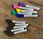 10x Rainbow Colour Black Dry Erase Whiteboard Marker Pens with magnet lid+eraser