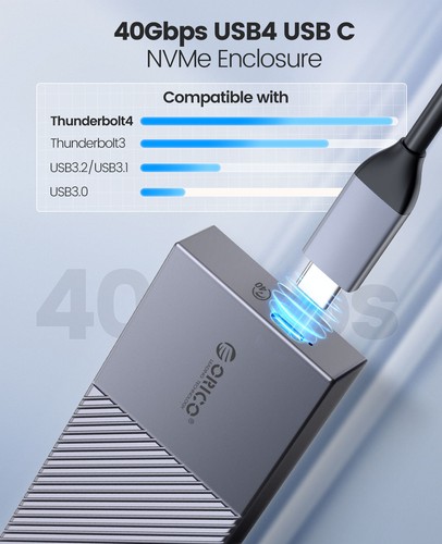 ORICO M.2 NVME SSD Gehäuse 40 Gbps PCIe3.0x4 USB C Adapter für Thunderbolt 3/4 - Bild 3 von 69