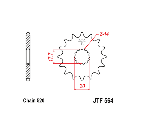 Talon/Answer Front Sprocket 14T Yamaha YZ125 WR125 WR200 DT200 GasGas 125 EC - Picture 2 of 2