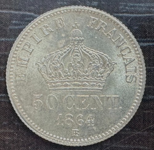 Napoleon III 1852-1870 - 50 Cents 1864 BB Strasbourg - Picture 2 of 2