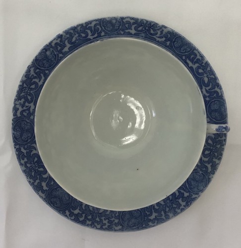 Vintage Blue & White Tea Cup & Saucer Crane Bird Japan - Picture 2 of 10