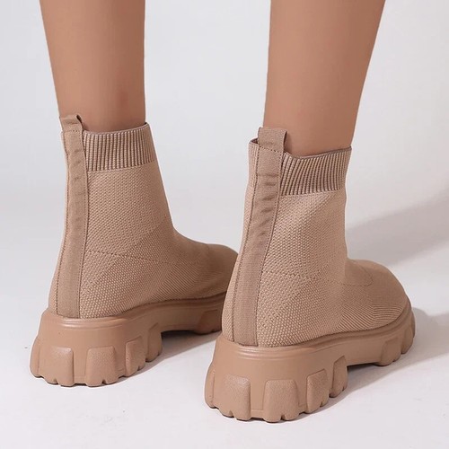 Pink Knitted Ankle Boots Women Fashion Winter 2025 Chunky Platform Sock Shoes - Picture 19 of 28