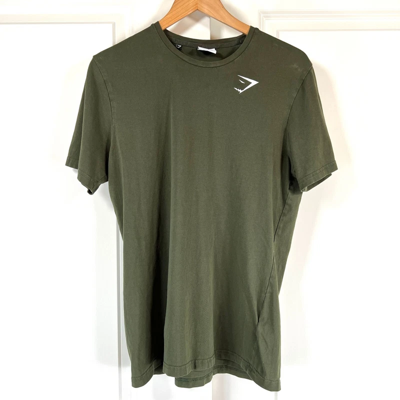 gymshark logo gym workout training short sleeve stretch shirt