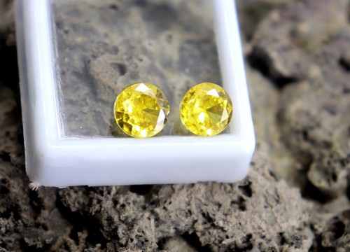 Natural 6mm Yellow Sapphire Stone Faceted Round Cut Certified Sapphire 2Piece(s) - Picture 5 of 9