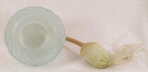 Art Glass Perfume Bottle Aqua Frosted Optic Swirls A Vintage Beauty #19 - Picture 5 of 5