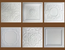 Ceiling Tiles, Glue Up, Styrofoam, 20" x 20", WHITE, Choice of 6 Designs !!!