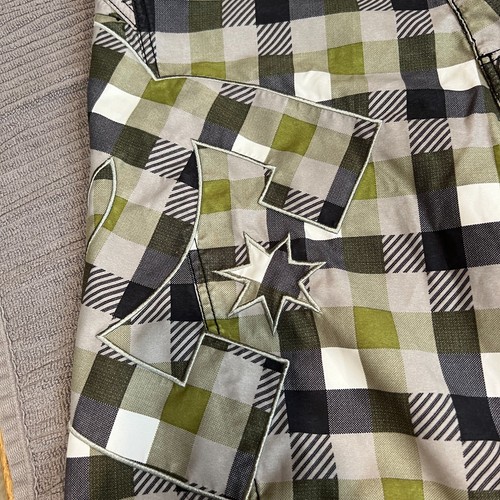 DC SHOES BOARD SHORTS size 36 BLACK GREEN WHITE PLAID Swim Surf Skate - Imagen 2 de 9