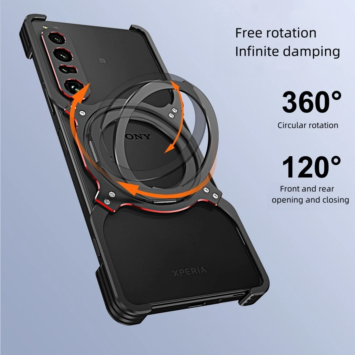 Magnetic Metal Armor X Type Rimless Stand Case For Sony Xperia 1 V , Xperia 1 IV - Picture 5 of 18