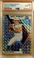 Justin Herbert NFL 2020 Panini Mosaic Prizm Rookie RC #263 PSA 10 Gem Mint