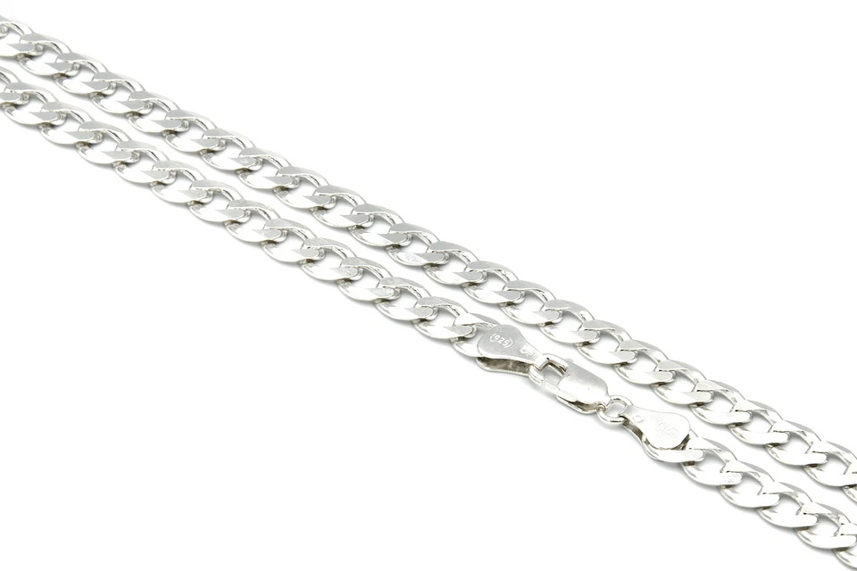 Italian Style Curb Chain Heavy Solid 925 Silver Sterling - For Men Women  Boys - Image 3 of 4