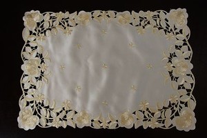 Solid-White-Ivory-Fabric-Embroidered-Table-Placemats-Runner-Wedding-Bridal-Party