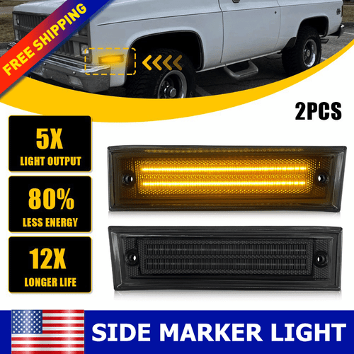 LED Front Side Marker Light For Chevrolet C10 C20 C30 K10 K20 K30 Pickup 1981-86