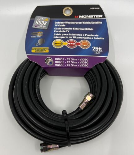 Monster 140039-00 Weatherproof RG6 Video Coaxial Cable 25'