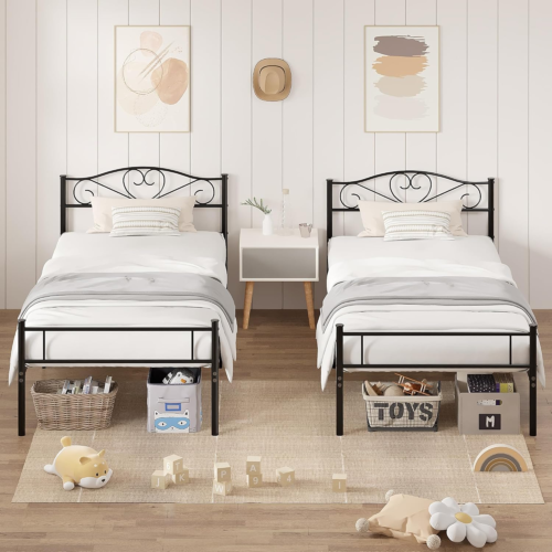 14 Inch Twin Size Metal Platform Bed Frame with Headboard and Footboard, Heavy D - Picture 6 of 8