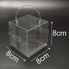 10X Clear Boxes With Handle PVC Cube Empty Box Wedding Favour Gift Cake Sweets