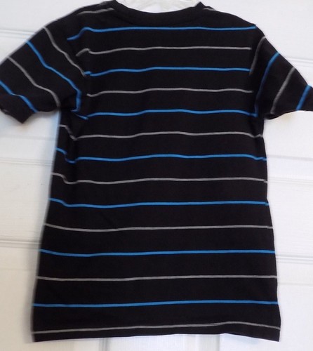 Boy's Black Gray & Blue Short Sleeve Galaxy By Harvic Shirt Size 5 Striped - Picture 3 of 4