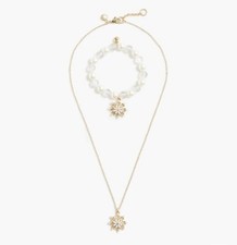 NWT J. Crew Crewcuts Girls' Snowflake Necklace and Bracelet Set Gold