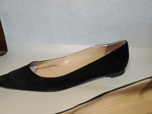 Manolo Blahnik Sz 38 Black Suede Flats Pointed Toe Flat Slip On Womens US P - Picture 4 of 9