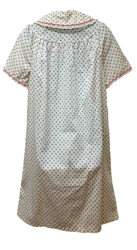Vintage Dainty Floral Cotton Lace House Dress Nightgown Snap Button Front M - Picture 2 of 10
