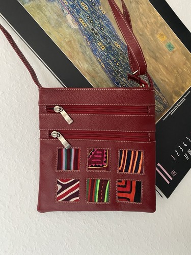 Boho Handtasche Patchwork aus Mexiko Unikat Einzelstück Hippie Tasche Bordeaux - Bild 5 von 6