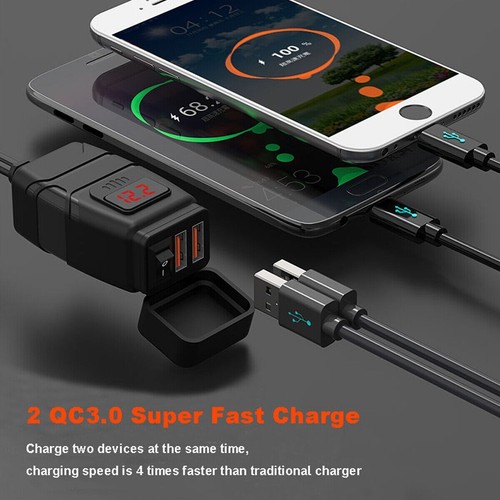 Dual Waterproof USB Port Motorbike Motorcycle Charger Socket Black Power Adapter - Picture 12 of 12