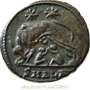 SHE-WOLF-Twins-ROMULUS-RARE-CONSTANTINE-The-GREAT-Alexandria-Ancient-Roman-Coin