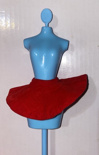 Vintage Barbie Skating Fun Red Velvet Floral Replacement Skirt White Fur Coat - Picture 7 of 14