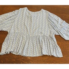 So Good For Life Women's Blue/White Comfortable Print  Top  Size XL