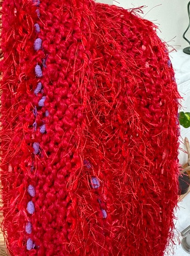 Roter Stola Schal handgestrickt Kunst zum Tragen wunderschön ----80x20 MOL - Bild 3 von 6
