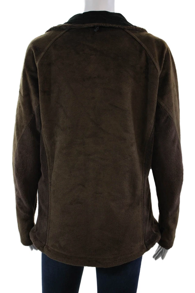 Chaqueta Mountain Hardware para mujer manga larga cremallera frontal cuello falso marrón talla grande Foto 4 de 4