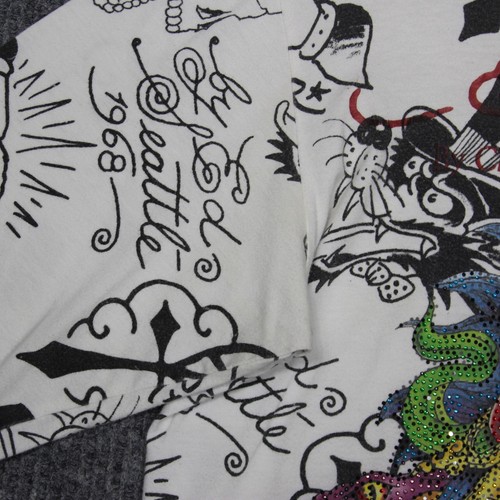 Ed Hardy All Over Print Langarmshirt weiß Tattoo Grafik Herren M - Bild 5 von 8