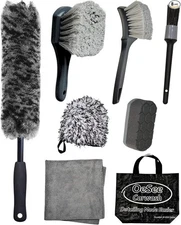 8PCS Pro Wheel Cleaning Kit - Brushes, Detailing Brush, Tire Brush, Wash Mitt, D