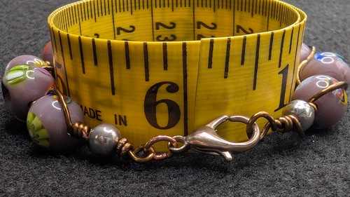 Women's Mosaic Murano Glass Of Venice Beaded Bracelet (15cm) Xsmall Wrist  - Picture 9 of 9