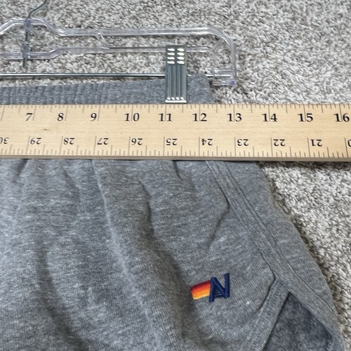 Felpa pantaloncino donna Aviator Nation piccolo grigio righe arcobaleno logo made in USA - Foto 5 di 8