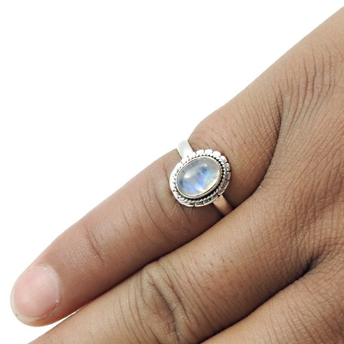 925 Solid Silver Oval Labradorite Gemstone Bezel Cocktail Daughter Ring Jewelry - Picture 4 of 8