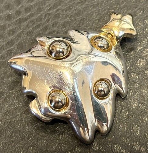 Givenchy signierte Vintage Anstecknadel Brosche Silber Gold Weihnachtsbaum Stern 80’er Runway - Bild 2 von 7