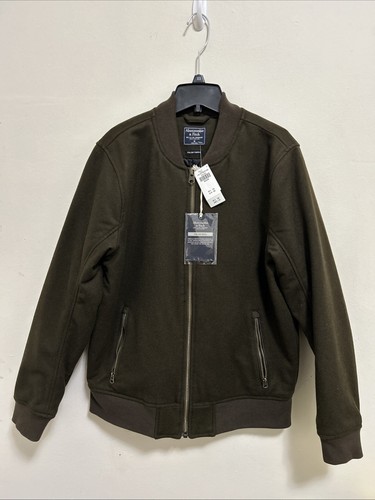Abercrombie & Fitch Jacket Mens Medium Italian Wool Bomber Brown $160 Retail