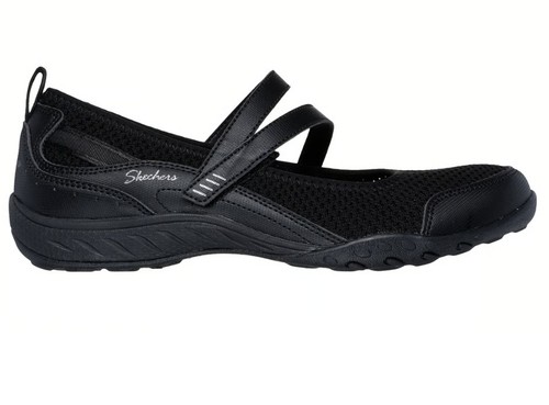 Skechers 8 Mary Jane Sightsee Black Walking Shoe Mesh Air-Cooled Relaxed Fit EUC