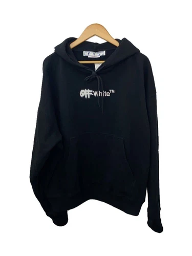 Felpa con cappuccio Off White spray Helvetica Skate Fit nera L OMBB085F22FLE002 usata