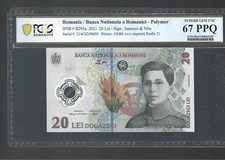 Romania 20 Lei 2021 Pick#B293a Polymer Superb Gem UNC PCGS 67 PPQ#50