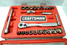 CRAFTSMAN 25Pc 3/8" Drive 6 pt Socket Set SAE & Metric 1/4-13/16" 10-19mm USA