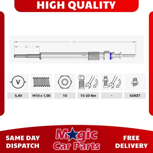 Glow Plugs For Bmw 1-2-3-4-5-6-7 Series X1-X3-X4-X5-X6 N47 D20 5.4 V 12230038490 - Picture 2 of 17