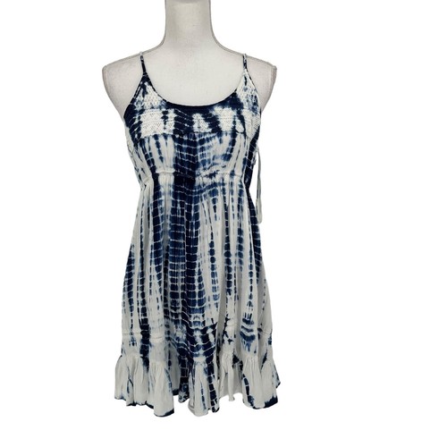 Neu Blue Island blau weiß Batik Badeanzug Cover Kleid Gr. Medium