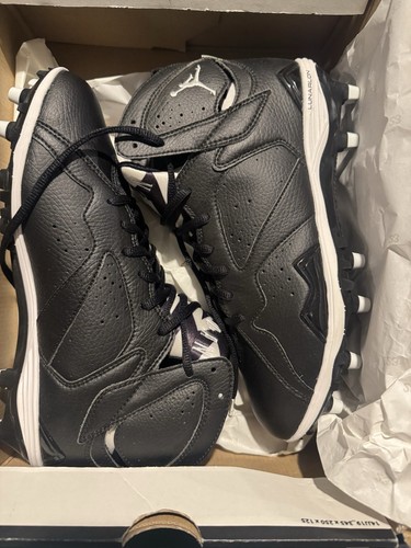 Size 8.5 - Jordan 7 Retro TD Black White 2014 Football Lacrosse - Picture 2 of 8