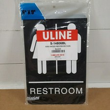 6×9 Unisex Restroom Sign Black Uline S-14806BL