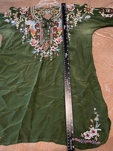 Johnny Was🌸Heavy Embroidered Green Shirt Size S - Picture 8 of 9