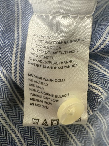 Anthropologie Isabella Sinclair S gestreiftes Chambray Kleid durchgehender Knopf PCKTS GÜRTEL - Bild 7 von 13