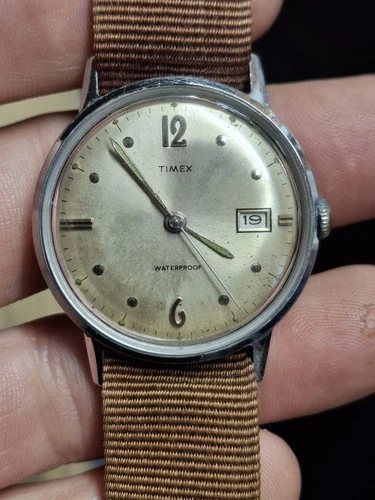 Timex Marlin 1967 Silver Tone Mens Vintage 1960s Mechanical Handwind Retro Watch