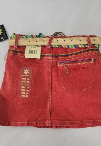 Neu mit Etikett Gr. 10 Mädchen rot Denim Rocawear Rock integrierte Shorts Gürtel Skort Rockabilly - Bild 17 von 21